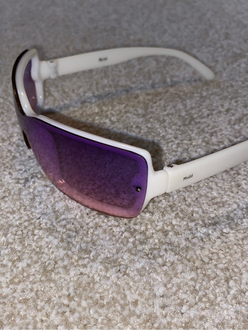 Mudd Y2K White Sunglasses Purple Tint